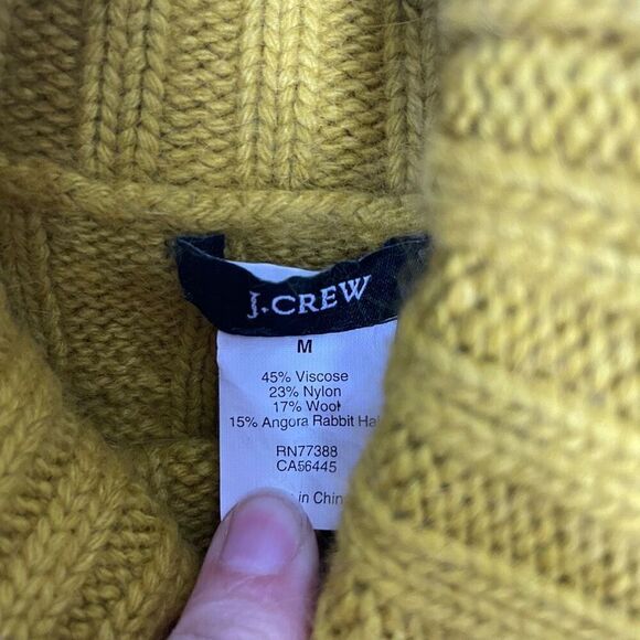 J. Crew Yellow Cable Knit Turtleneck Wool & Rabbit Hair Pullover Sweater - Picture 5 of 5